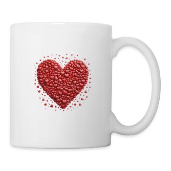 Großes Herz aus kleinen Herzen - Valentinstag - Tasse - Weiß - Rechts