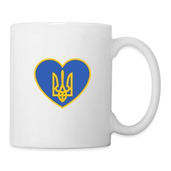 Ukraine Herz mit Wappen - Tasse - Weiß - Rechts
