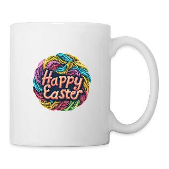Frohe Ostern Bunte Eierjagd Osterkorb für Kinder - Tasse - Weiß - Rechts