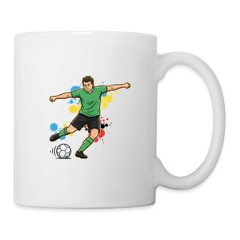 fussballspieler-comic-farbspritzer-gruen - Tasse - Weiß - Rechts