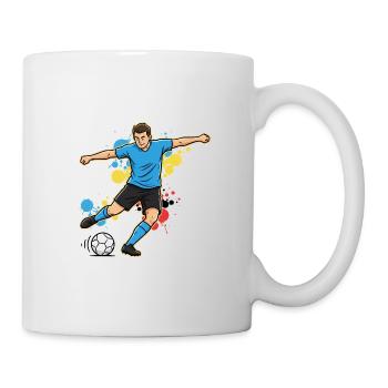 Kicker dans une touche de couleur joueur de football - Mug blanc - blanc - Droite
