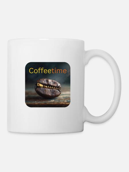 Coffeetime Kaffeebohne mit Reißverschluss - Tasse - Weiß