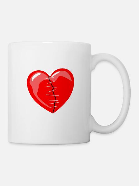 coeur cousu - Mug blanc - blanc