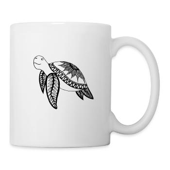 Schildkröte Blume - Tasse - Weiß - Rechts