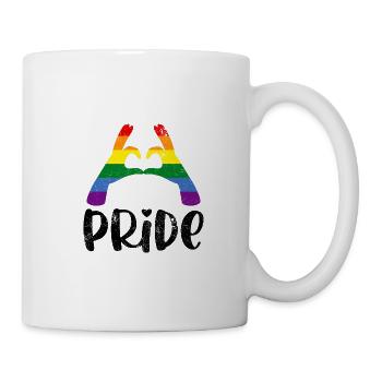 PROUD HEARTS LOVE LOVE LBGT QUEER SAYINGS - Mug - white - Right