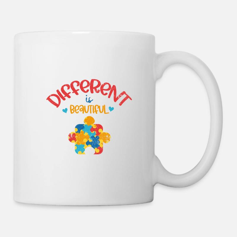 ADHD AUTIST DIFFERENT IS BEAUTIFUL PUZZLE SAYING MOTIFS - Mug - white