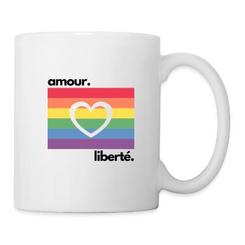 LGBT Flag Love Gay Freedom - Mug - white - Right