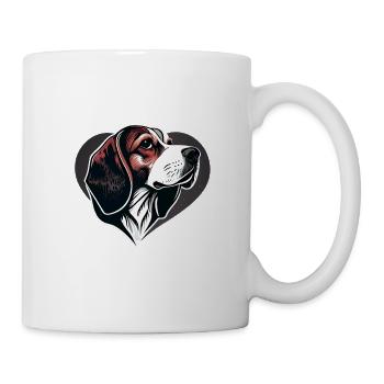 beagle dog vector heart shaped - Mug - white - Right