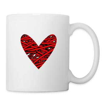 HERZ. HERZ. HEILIGER VALENTIN. LIEBE. LIEBE. WEIHNACHTEN - Tasse - Weiß - Rechts
