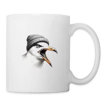 Bad Mood - Moin Seagull with Beanie Hat - Mug - white - Right