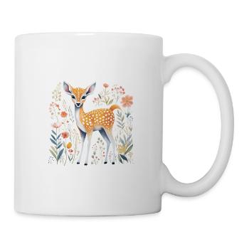 Reh Waldlandschaft Farn Hirsch für Naturfreunde - Tasse - Weiß - Rechts