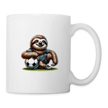 Lustiges Faultier spielt Fussball für - Tasse - Weiß - Rechts