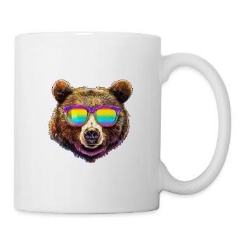 Cooler Bär mit Sonnenbrille Hipster Tier - Tasse - Weiß - Rechts