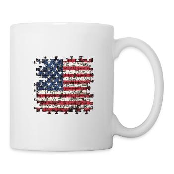 Patriotisches Puzzle Flagge Amerikanischer Stolz - Tasse - Weiß - Rechts
