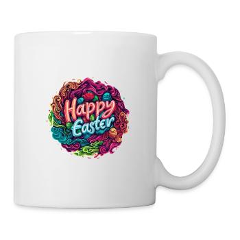 Frohe Ostern Bunte Eierjagd Osterkorb für Kinder - Tasse - Weiß - Rechts