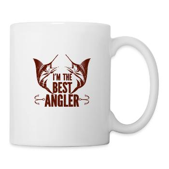 Angler Angelhaken Angelrute Sportfischer - Tasse - Weiß - Rechts