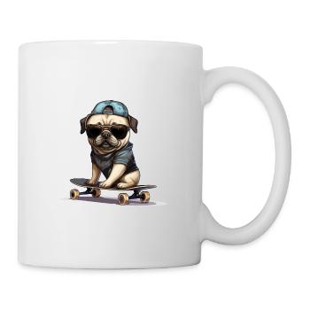 Skateboarding Mops für Skaters - Tasse - Weiß - Rechts