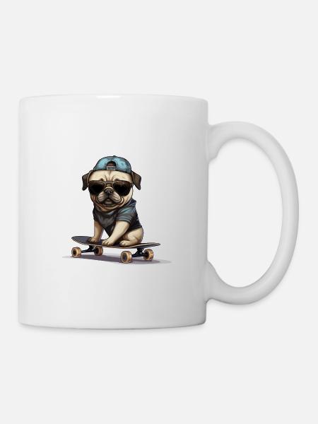 Skateboarding Mops für Skaters - Tasse - Weiß