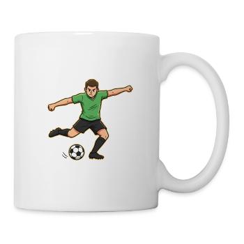 Soccer Player Cartoon Goal Shot Green - Mug - white - Right