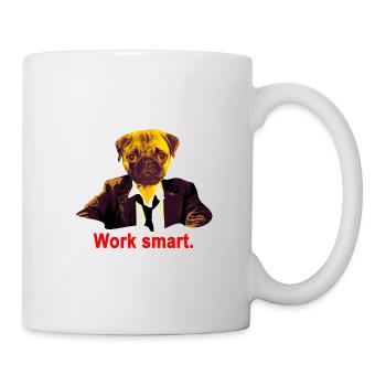 work smart pug - Mug - white - Right