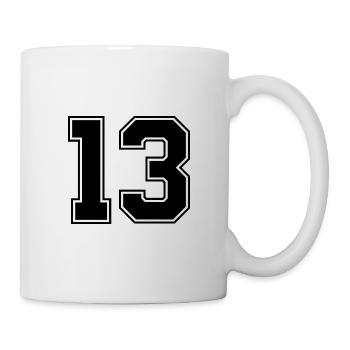 13 nombre de maillots - Mug blanc - blanc - Droite