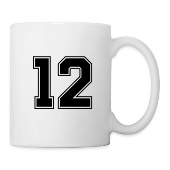 12 nombre de maillots - Mug blanc - blanc - Droite