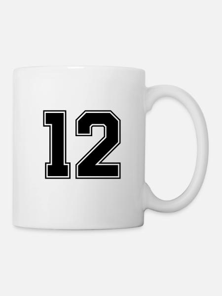 12 Zahl Trikot - Tasse - Weiß