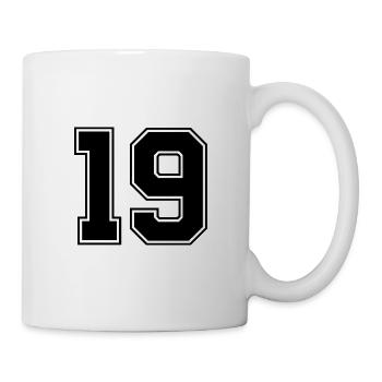 19 nombre de maillots - Mug blanc - blanc - Droite
