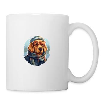 Frostige Pfoten: Golden Retriever im Winter - Tasse - Weiß - Rechts
