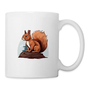 Herbst Eichhörnchen auf Orange Pilz Wald Szene - Tasse - Weiß - Rechts