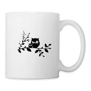 Hiboux sur branche - Mug blanc - blanc - Droite