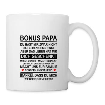 Bonus Papa Danke Stiefvater Kaffeetasse & Shirt - Tasse - Weiß - Rechts