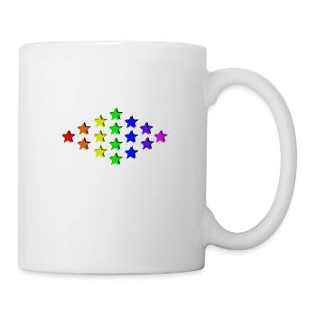 Sterne bunt Regenbogen Geschenkidee - Tasse - Weiß - Rechts