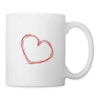 HERZ. HERZ. HEILIGER VALENTINSTAG. LIEBE. LIEBE. HERZ - Tasse - Weiß - Rechts