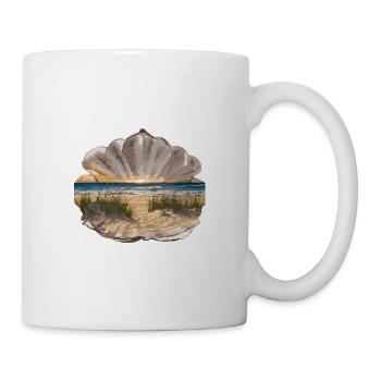 Muschel Strand Szene Serene Ozean Landschaft - Tasse - Weiß - Rechts