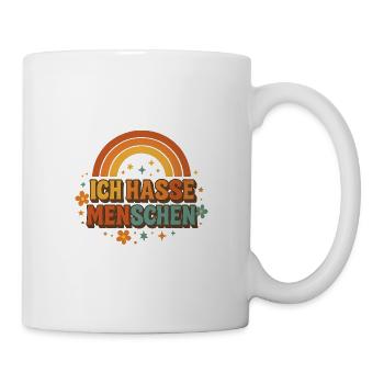 Ich hasse Menschen Regenbogen Retro - Tasse - Weiß - Rechts