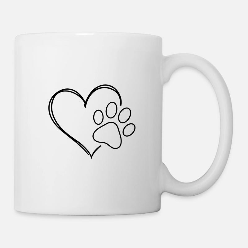 Cœur et patte - Mug blanc - blanc