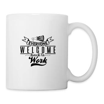 T-Shirt-Design mit dem Schriftzug „Zurück zur Arbeit“. - Tasse - Weiß - Rechts