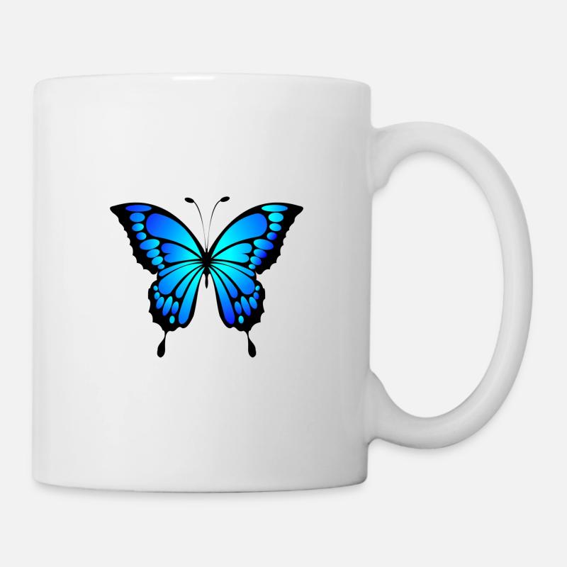 Blauer Schmetterling - Tasse - Weiß
