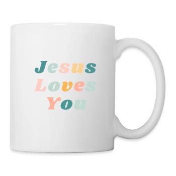 Jesus Loves You - Happy Colorful Vibe Christian - Mug - white - Right