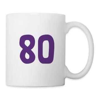 80. 80 JAHRE. 80-JÄHRIGES JUBILÄUM. 80. GEBURTSTAG. - Tasse - Weiß - Rechts