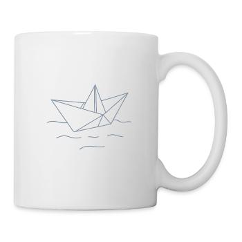 Origami Boot – Minimalistische Line Art Maritime I - Tasse - Weiß - Rechts