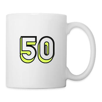 50. 50 JAHRE. 50-jähriges Jubiläum. GEBURTSTAG 50 JAHRE. - Tasse - Weiß - Rechts