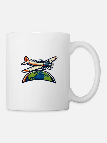 Weltflugzeug Symbolik - Tasse - Weiß