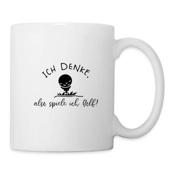 ICH DENKE SPIELE GOLF CLUB SPORT GRÜN SPRUCH MOTIV - Tasse - Weiß - Rechts