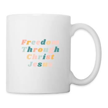 La liberté par le Christ Jésus Chrétien coloré - Mug blanc - blanc - Droite