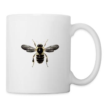 Detailed bee illustration on textiles - Mug - white - Right