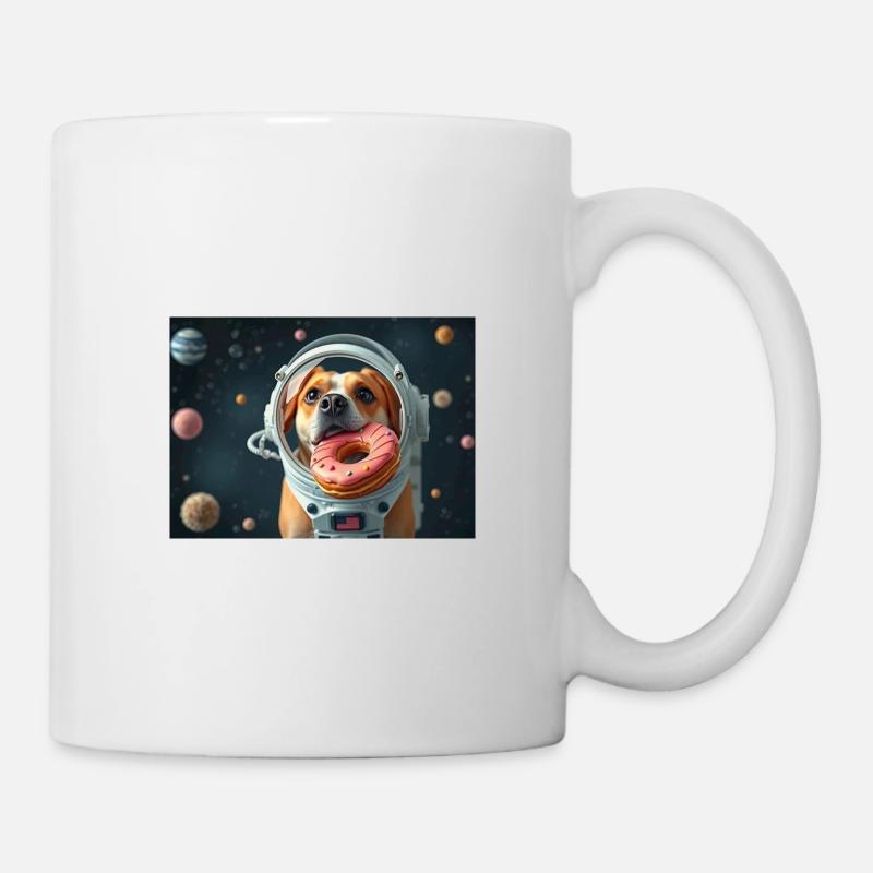 Chien de l’espace avec casque beignet - Mug blanc - blanc