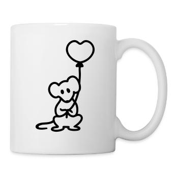 Maus + Ballon - Line - Tasse - Weiß - Rechts