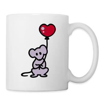 Maus + Ballon - Tasse - Weiß - Rechts